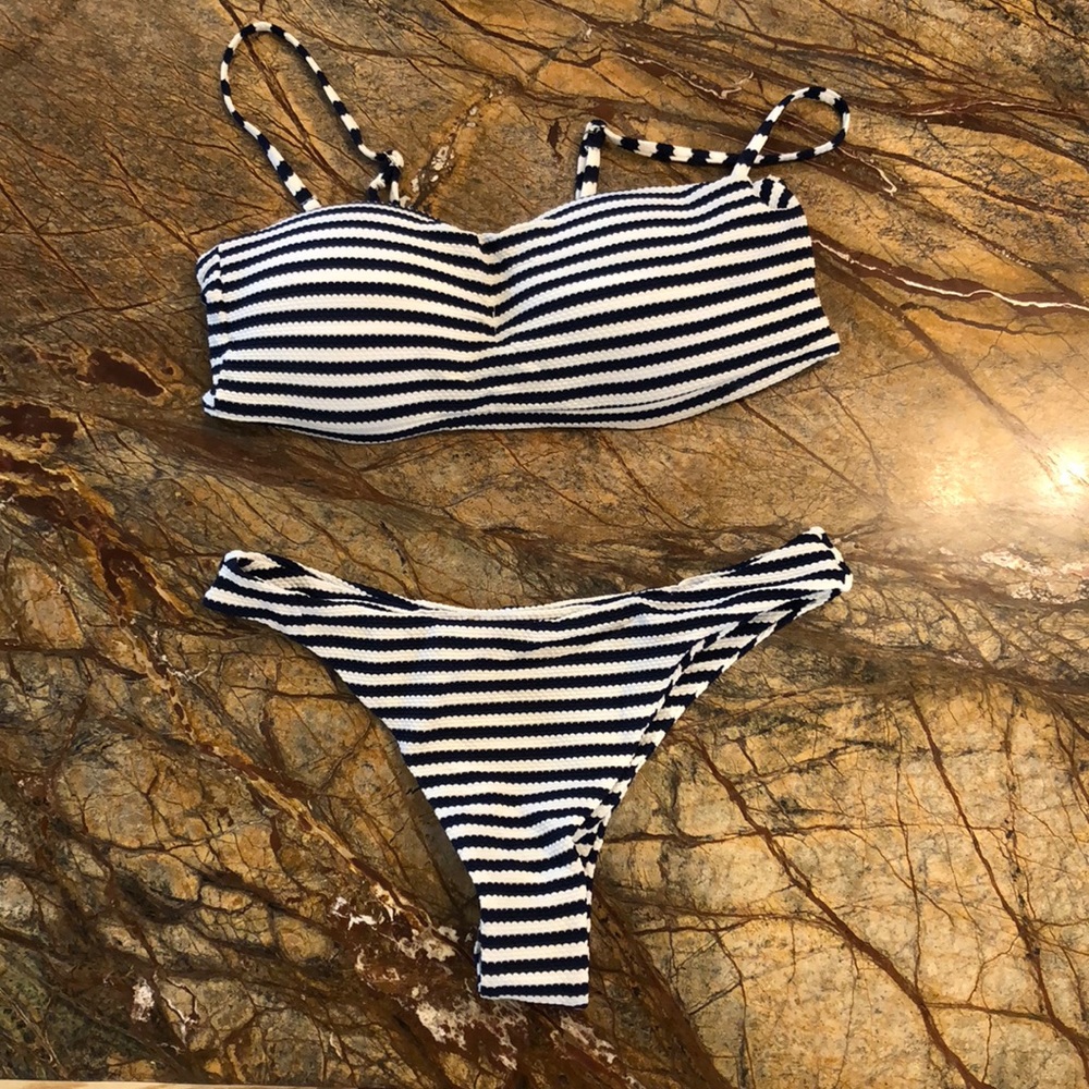 Two-Piece Stripped Swim Suit
